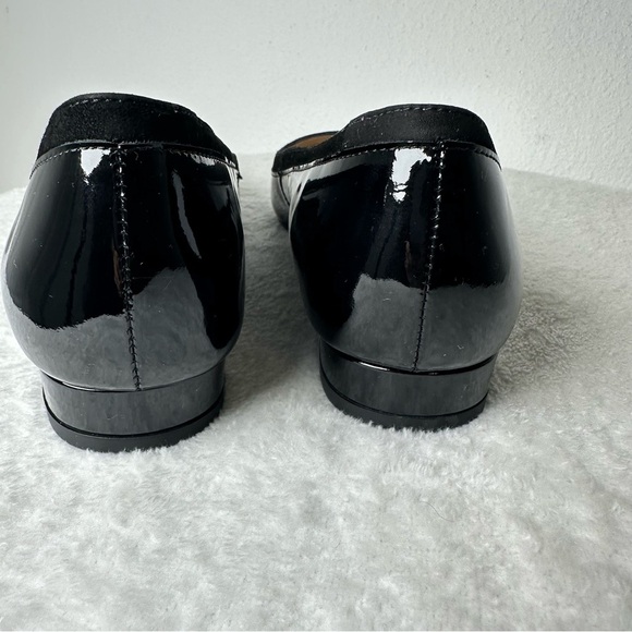 NWOB L.K. Bennett London Black Patent Leather Velvet Pointed Toe Loafers - Picture 9 of 14